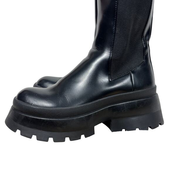 ZARA Platform Lug Sole Chelsea Boots Black Stretch Ankle Boot Size EUR 36 - Picture 4 of 12